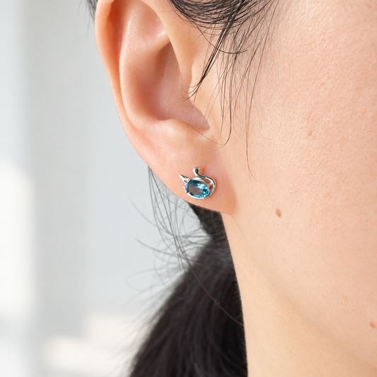 Blue Glide · London Blue Topaz Swan Stud Earrings
