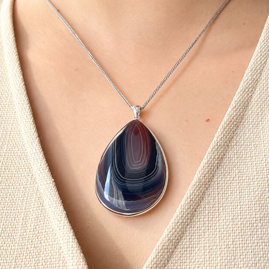 Deep Strata · One-of-a-Kind Banded Agate Pendant