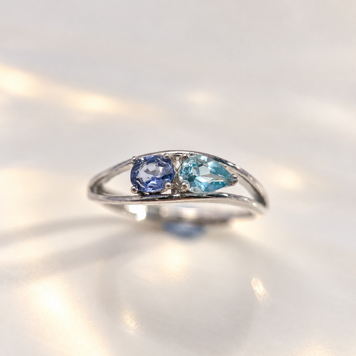 Azure Accord · Aquamarine & Sapphire Ring
