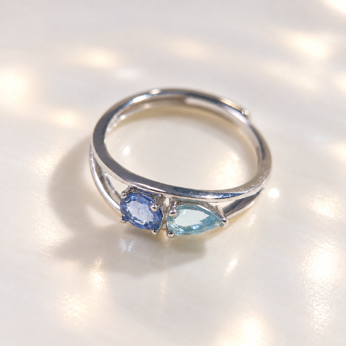 Azure Accord · Aquamarine & Sapphire Ring
