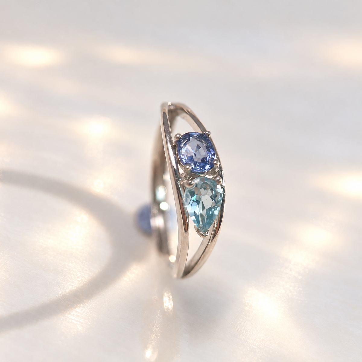 Azure Accord · Aquamarine & Sapphire Ring