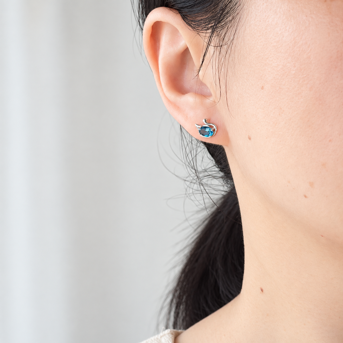 Blue Glide · London Blue Topaz Swan Stud Earrings
