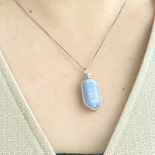 Blue Axis · Blue Lace Agate Pendant