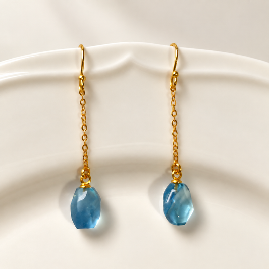 Blue Drift · Aquamarine Drop Earrings