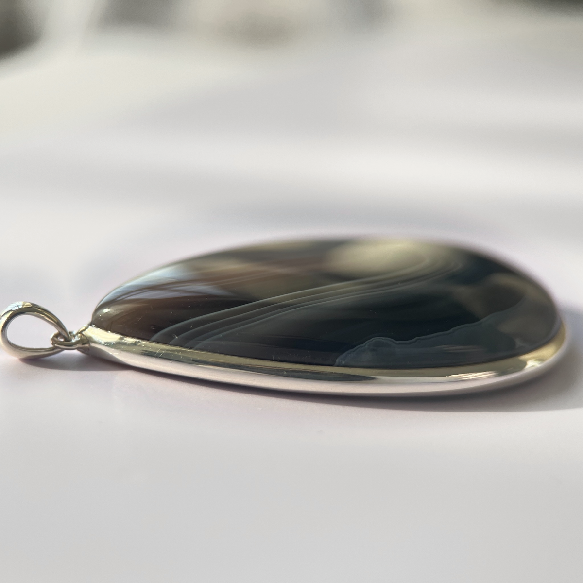 Deep Strata · One-of-a-Kind Banded Agate Pendant