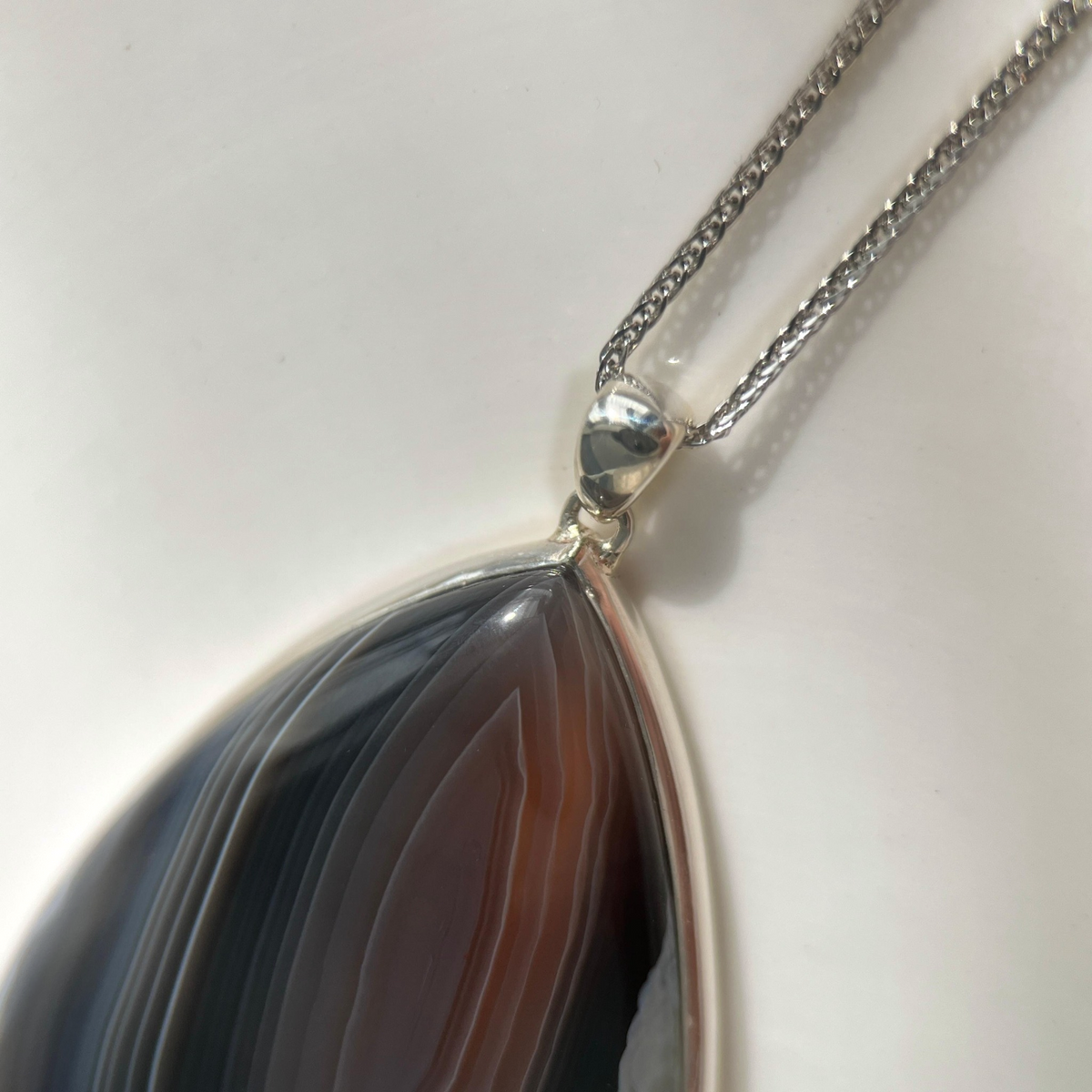 Deep Strata · One-of-a-Kind Banded Agate Pendant