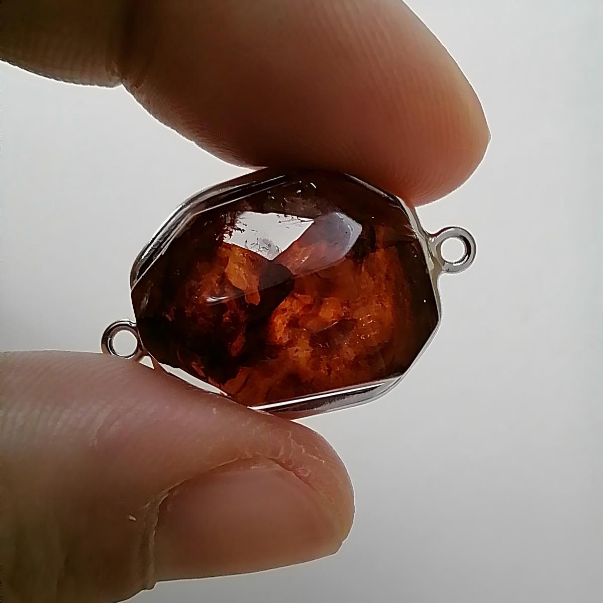 Hematoid Quartz natural stone pendant detail1-back