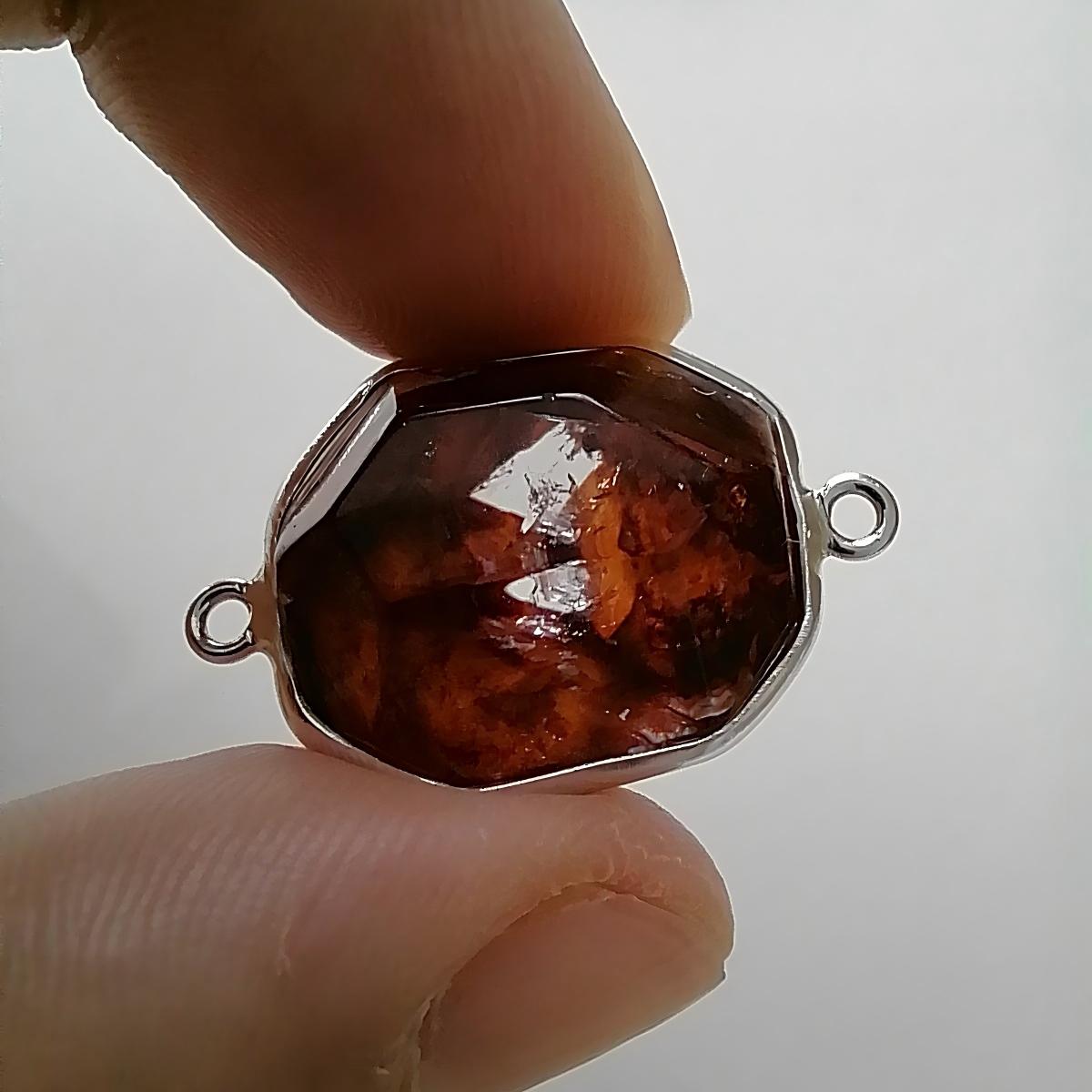 Hematoid Quartz natural stone pendant detail1-front