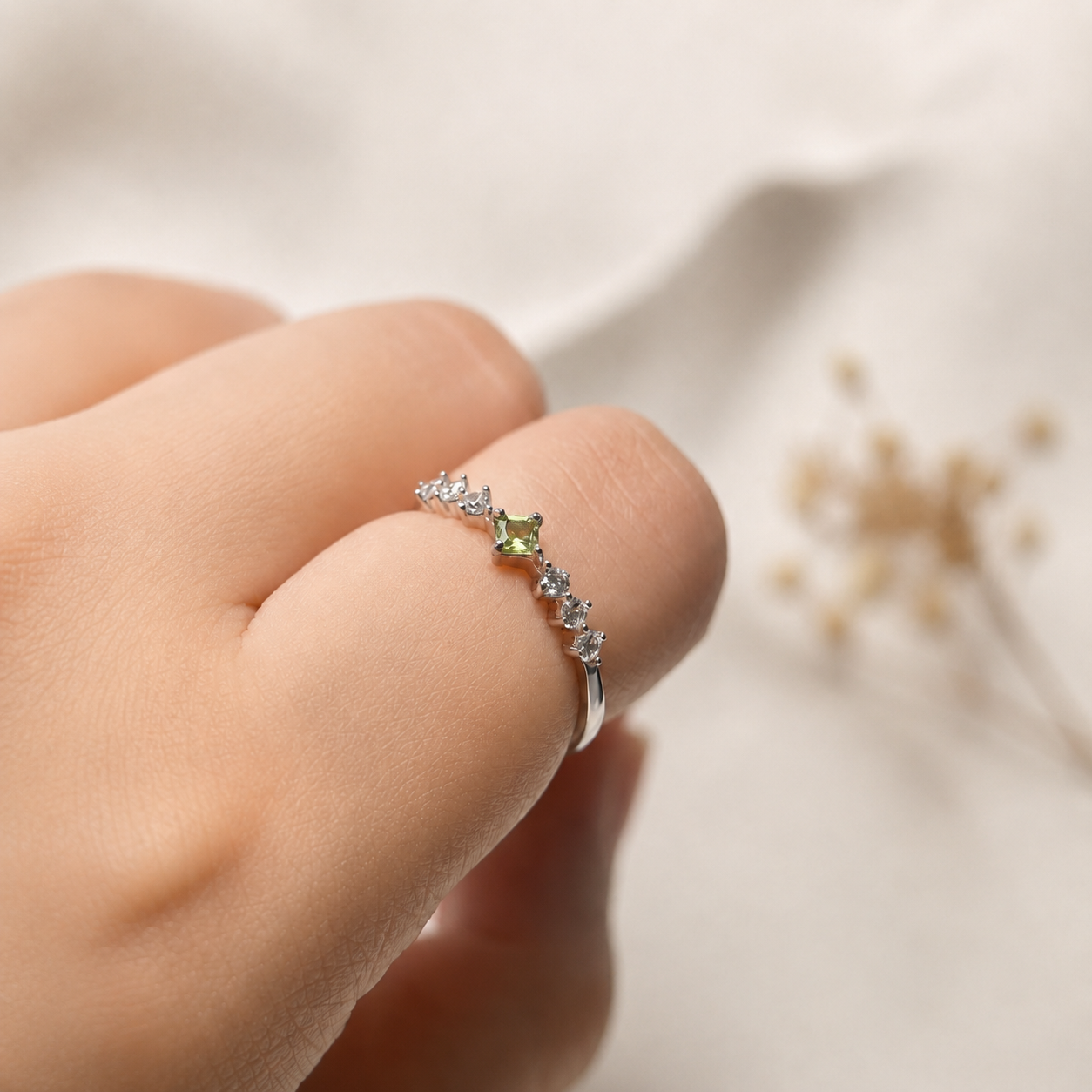 Blue Focus / Green Ease · Peridot & London Blue Topaz Stacking Ring