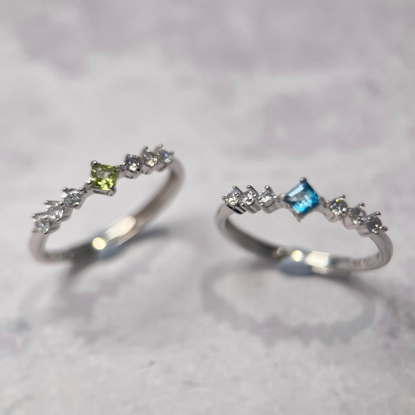 Blue Focus / Green Ease · Peridot & London Blue Topaz Stacking Ring