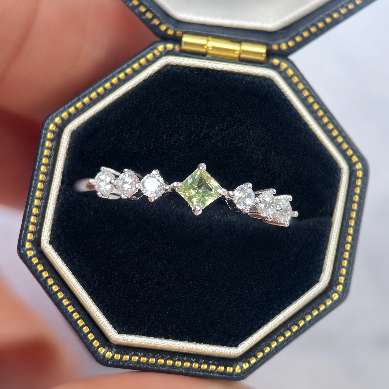 Blue Focus / Green Ease · Peridot & London Blue Topaz Stacking Ring