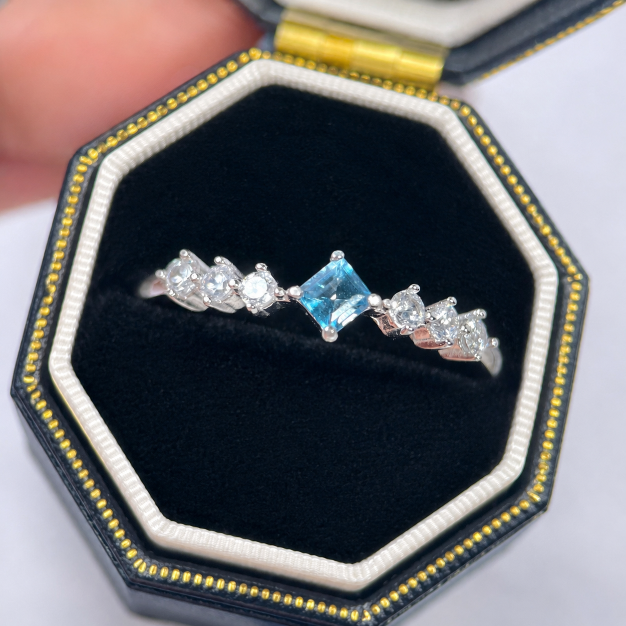 Blue Focus / Green Ease · Peridot & London Blue Topaz Stacking Ring