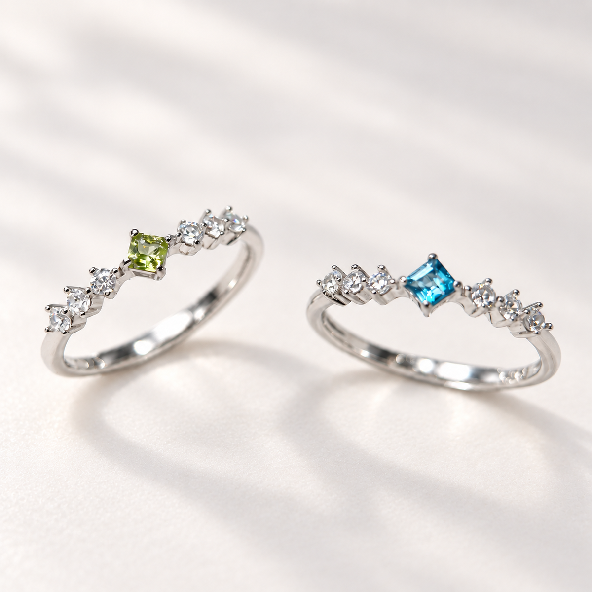 Blue Focus × Green Ease · Peridot & London Blue Topaz Stacking Ring Set
