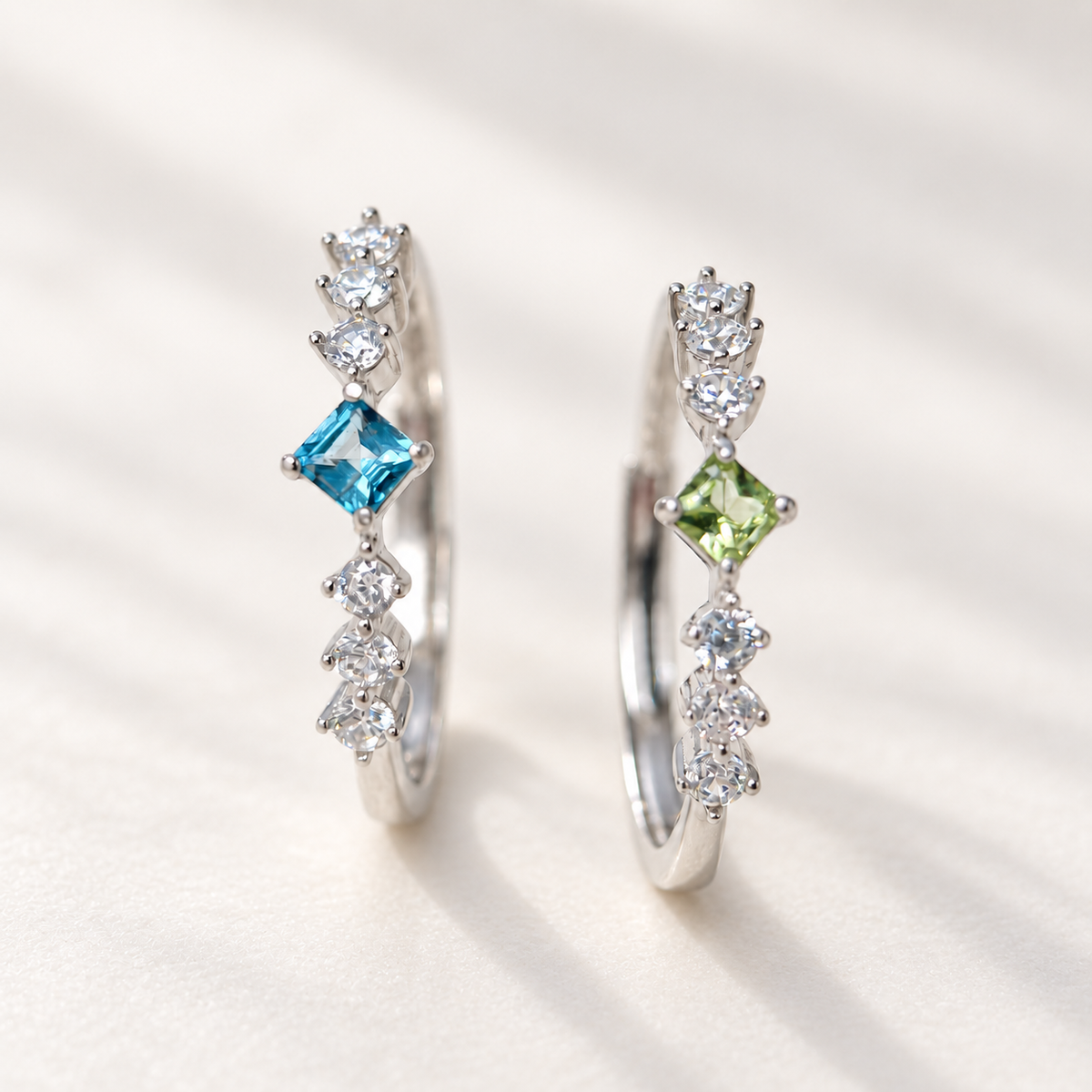 Blue Focus × Green Ease · Peridot & London Blue Topaz Stacking Ring Set