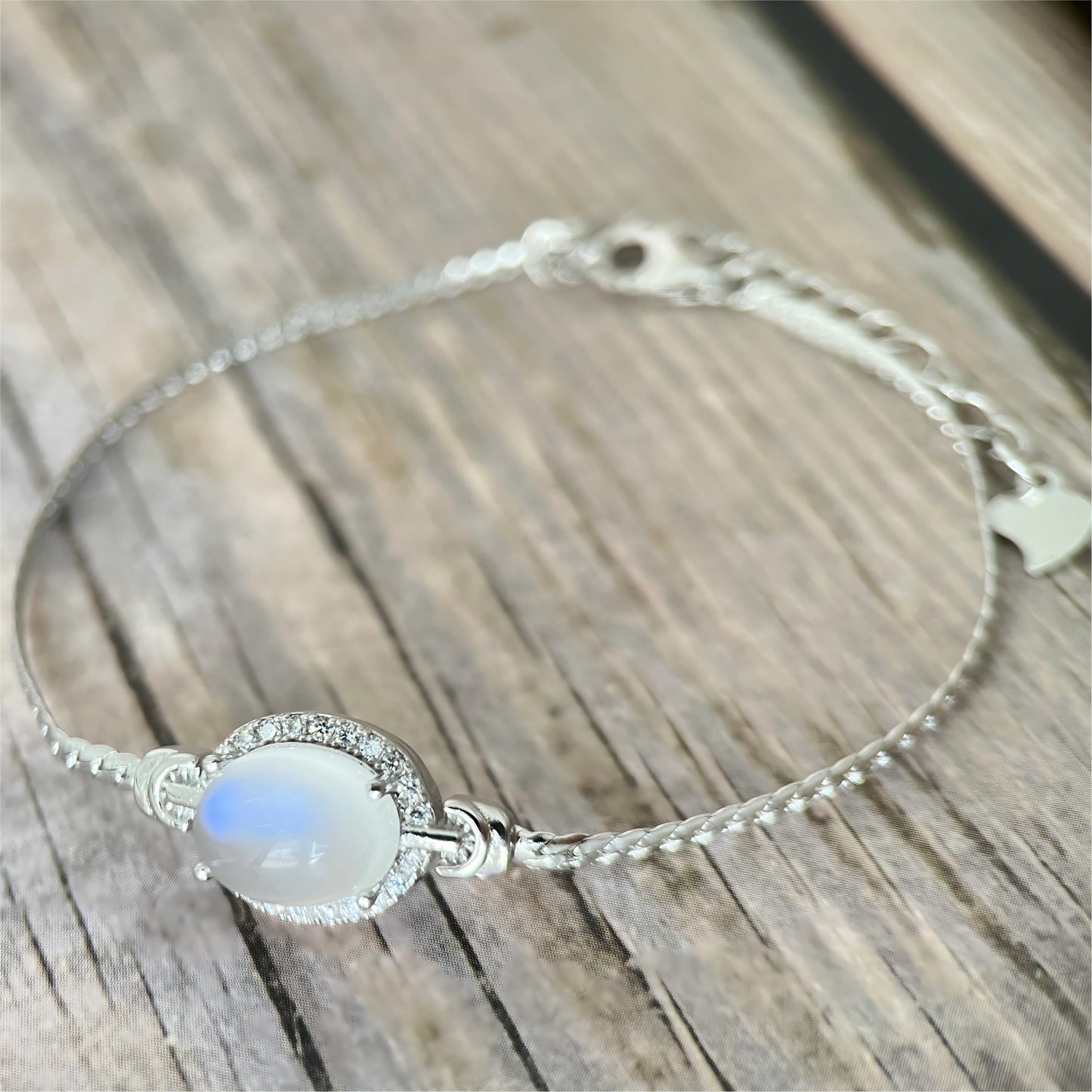 Quiet White · Moonstone Silver Bracelet