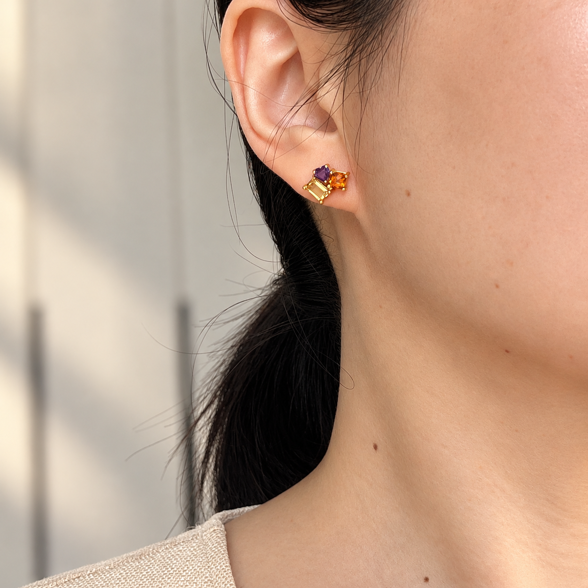 Violet Note · Multicolor Gemstone Stud Earrings