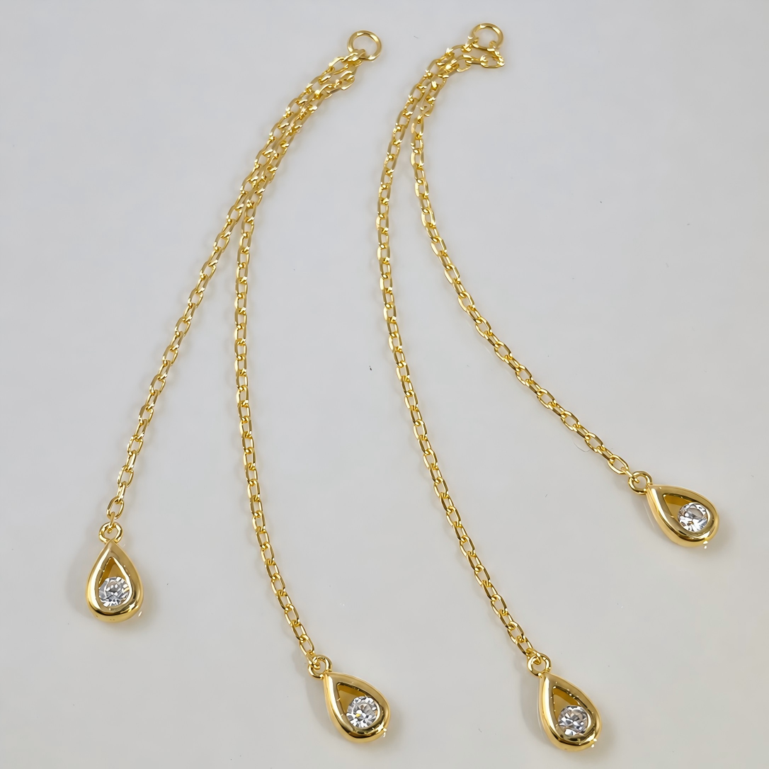 Detachable gold-plated sterling silver chain drops with zircon details for Warm Shade convertible earrings