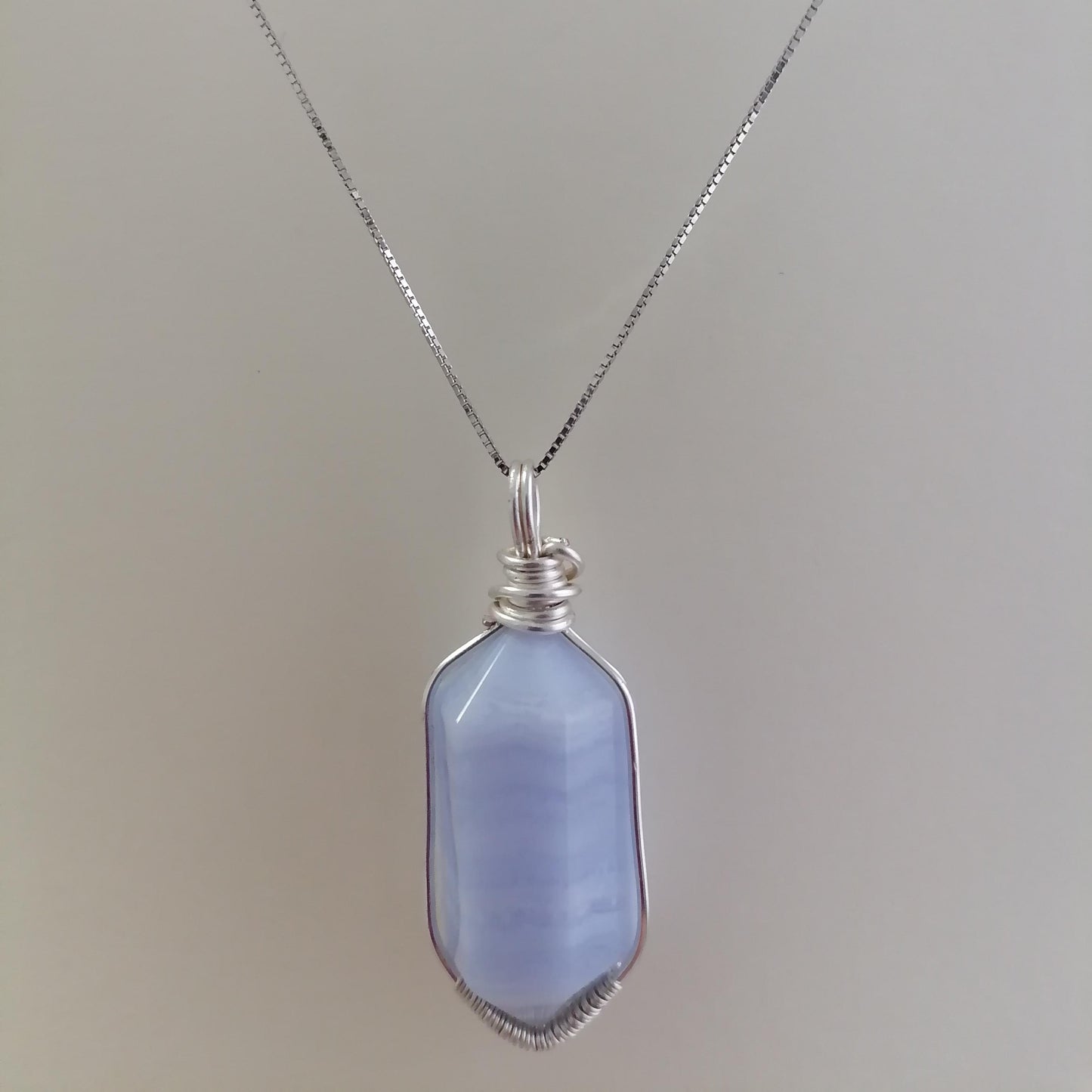 blue lace agate pendant necklace