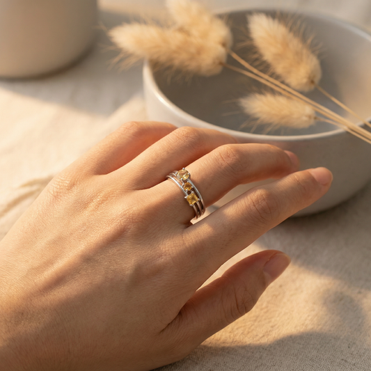 citrine ring worn on hand
