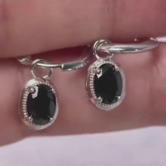 Night Orbit Black Spinel Convertible Huggie Earrings - Auralite Atelier