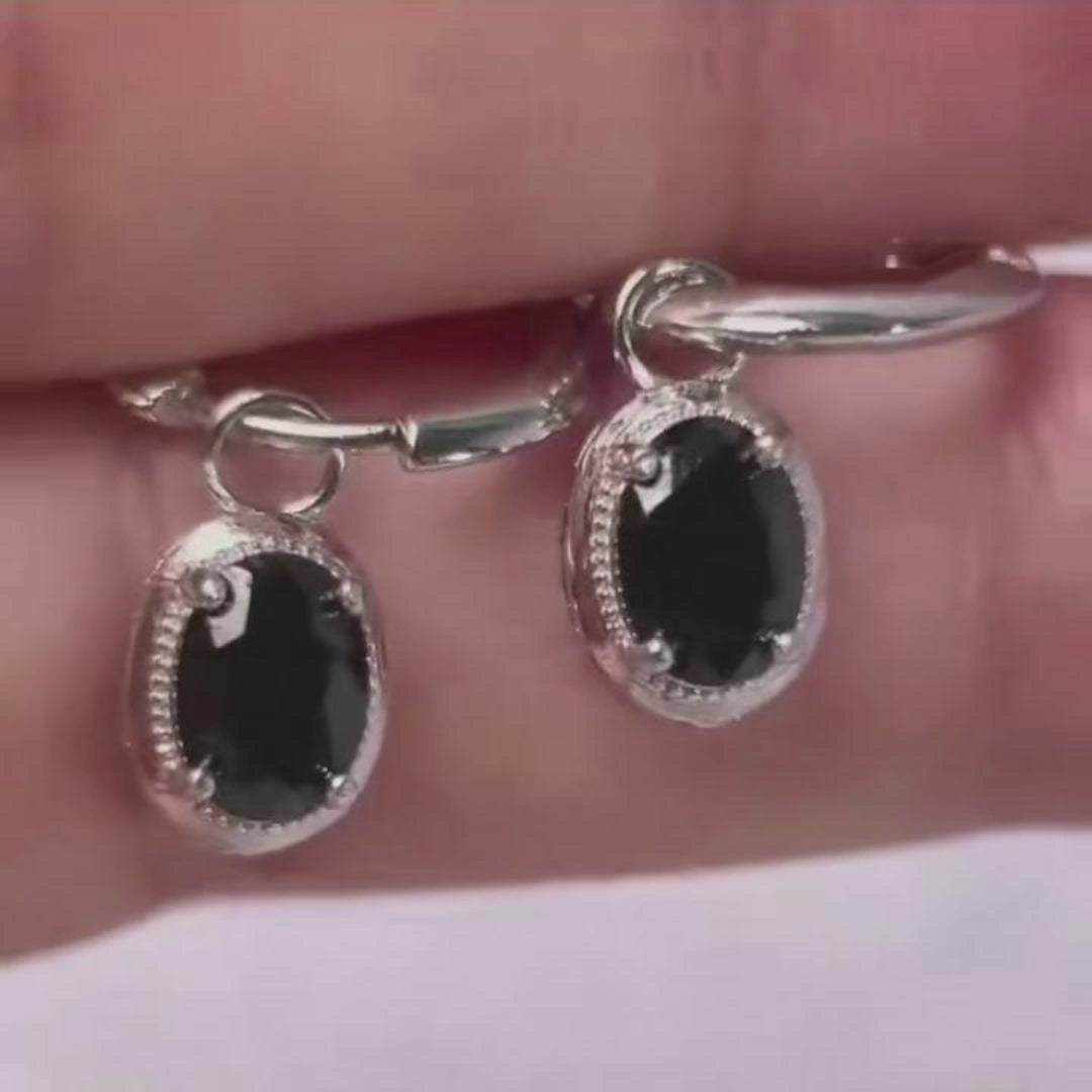 Night Orbit Black Spinel Convertible Huggie Earrings - Auralite Atelier