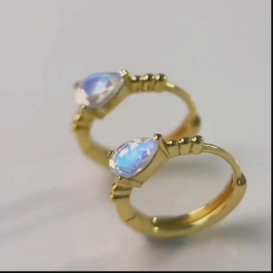 Moonstone Huggie Earrings